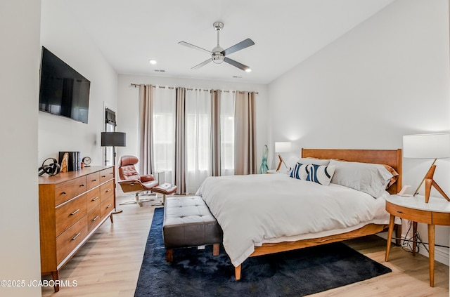 5621 Lightpost Dr, Columbia, MO 65201 - bedroom with light wood finished floors, recessed lighting, and ceiling fan
