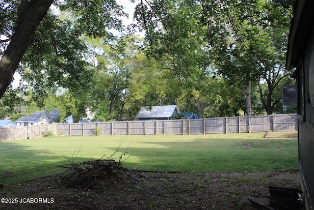 view of yard featuring a fenced backyard