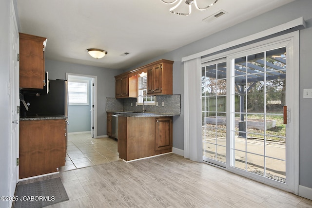 kitchen with tasteful backsplash