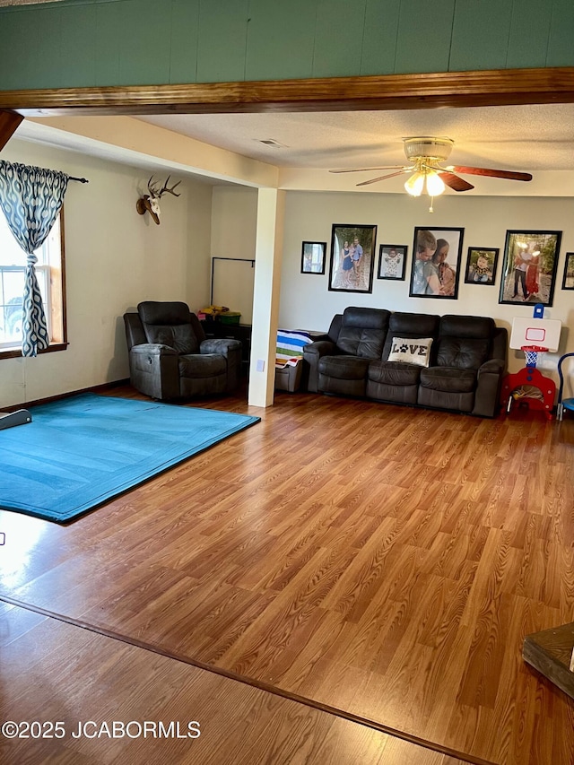 508 S Poplar St, Chamois, MO 65024 - living room with wood finished floors and ceiling fan