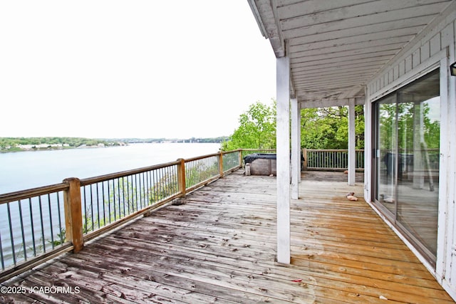 deck with a water view