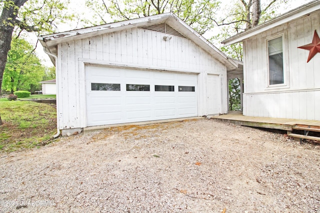 view of detached garage