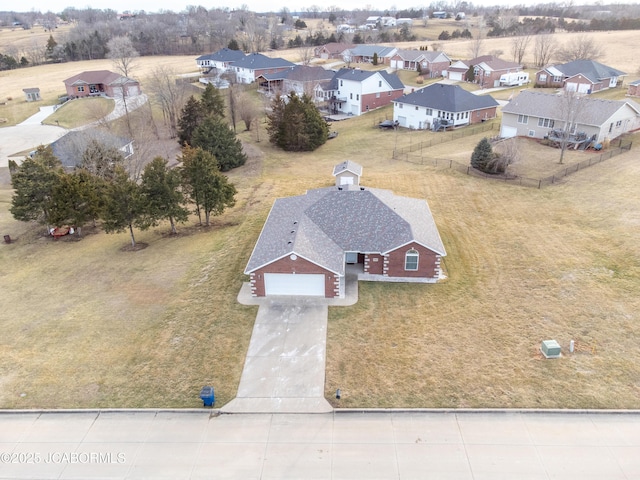aerial view with a residential view
