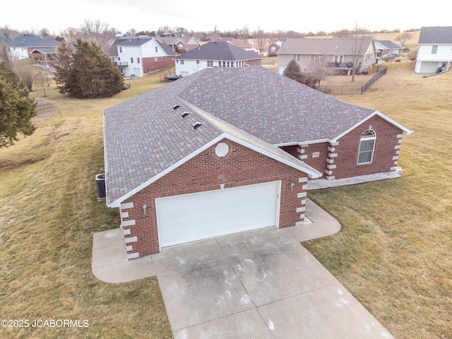 aerial view with a residential view