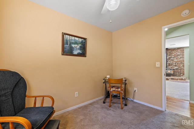 3113 Raccoon Dr, Lake Isabella, CA 93240 - sitting room with carpet floors, baseboards, and ceiling fan
