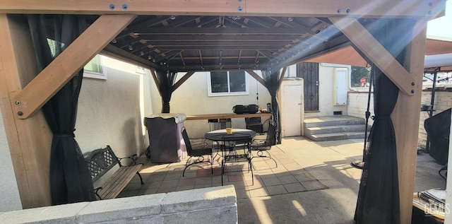 view of patio featuring a gazebo