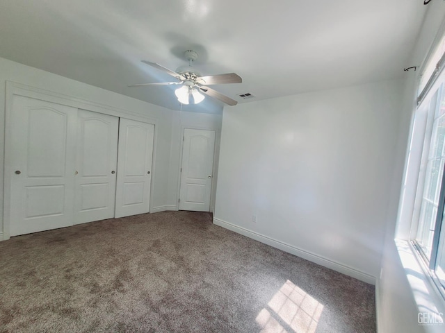 7205 Colony Park Dr, Bakersfield, CA 93313 - unfurnished bedroom featuring carpet floors, a closet, and a ceiling fan