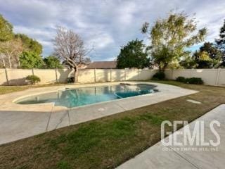 view of pool with a patio, a fenced backyard, and a fenced in pool