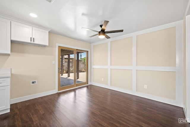 2605 Bladen St, Bakersfield, CA 93309 - unfurnished room featuring ceiling fan, dark wood-style flooring, and recessed lighting