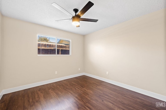 2605 Bladen St, Bakersfield, CA 93309 - empty room with a ceiling fan, dark wood-style flooring, and a textured ceiling