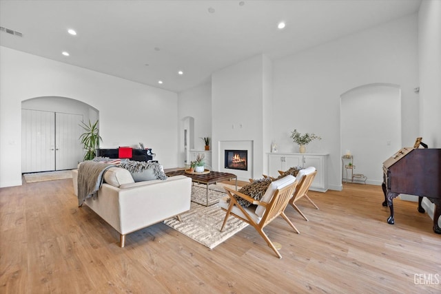 living room with light wood-type flooring