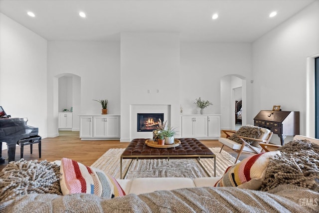 living room with light wood-type flooring