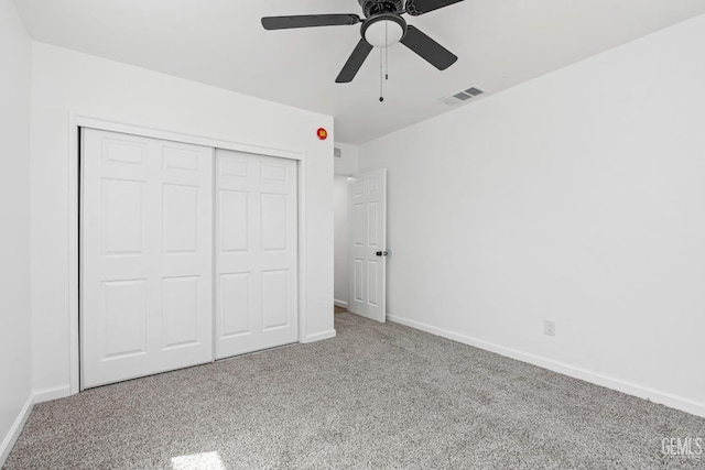 1920 Doolittle Ave, Bakersfield, CA 93304 - unfurnished bedroom with carpet floors, baseboards, a closet, and a ceiling fan