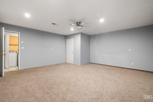 3717 Cypress Glen Blvd, Bakersfield, CA 93309 - carpeted spare room with ceiling fan, washer and dryer, and baseboards