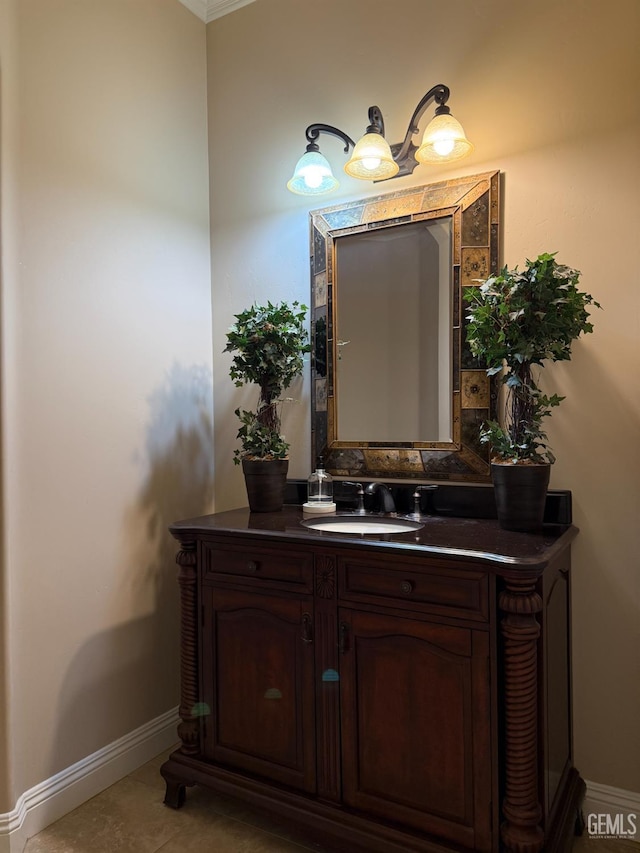 2410 Exton St, Bakersfield, CA 93311 - bathroom featuring vanity and tile patterned floors