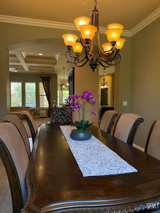 2410 Exton St, Bakersfield, CA 93311 - dining space with a chandelier and ornamental molding