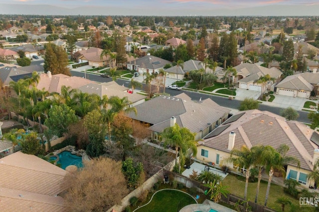 view of aerial view at dusk