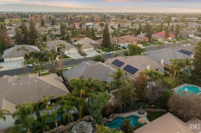 view of aerial view at dusk