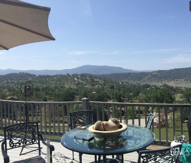24551 Pueblo Ct, Tehachapi, CA 93561 - balcony featuring a view of trees and a deck with mountain view
