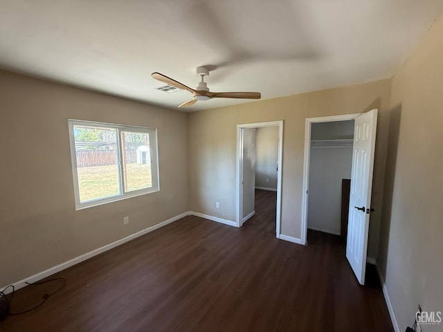 3820 Apache Ave, Bakersfield, CA 93309 - unfurnished bedroom with dark wood-style floors and a ceiling fan