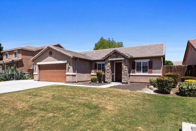 11602 Trabancos Dr, Bakersfield, CA 93311 - single story home with stucco siding, an attached garage, concrete driveway, and a tile roof