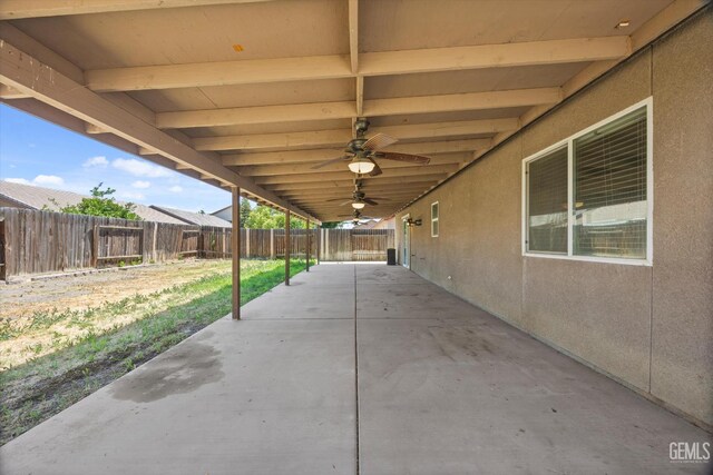 11602 Trabancos Dr, Bakersfield, CA 93311 - fenced backyard featuring a patio and a ceiling fan