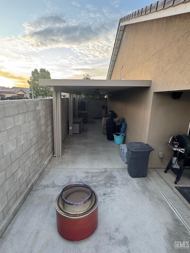 9311 Caliente Creek Ct, Bakersfield, CA 93311 - patio terrace at dusk featuring fence