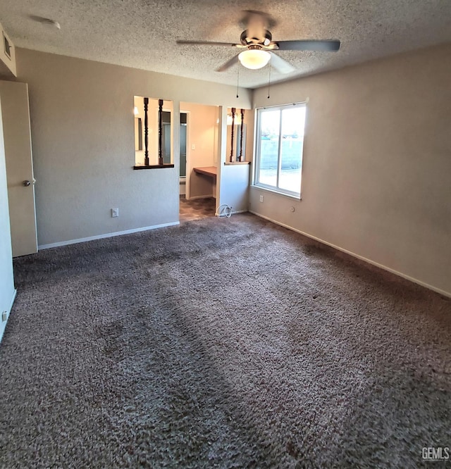 4204 Tyndall Ave, Bakersfield, CA 93313 - spare room featuring ceiling fan, a textured ceiling, and carpet