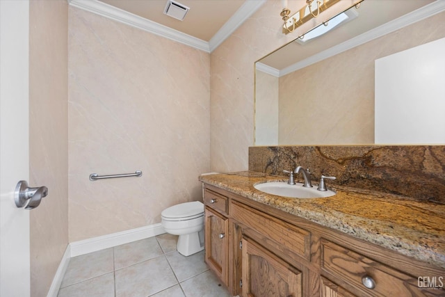 11717 Old Town Rd, Bakersfield, CA 93312 - bathroom with vanity, ornamental molding, and tile patterned floors