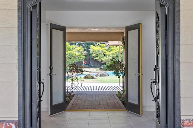 11717 Old Town Rd, Bakersfield, CA 93312 - foyer with light tile patterned flooring and french doors