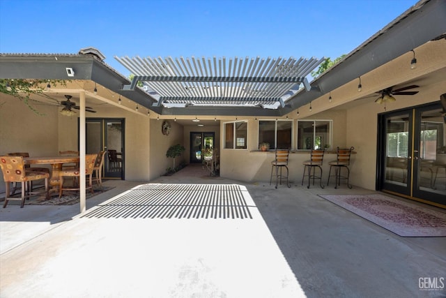 11717 Old Town Rd, Bakersfield, CA 93312 - view of patio / terrace with ceiling fan, a pergola, and outdoor dining area