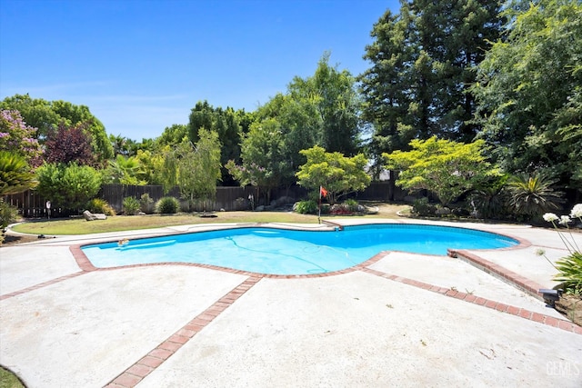 11717 Old Town Rd, Bakersfield, CA 93312 - view of pool featuring a patio area, a fenced backyard, and view of wooded area