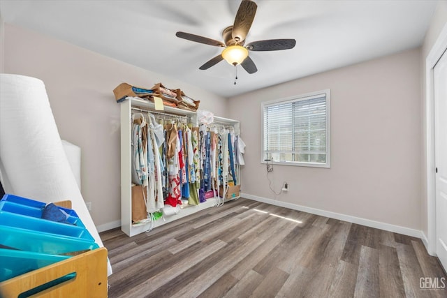 9913 Mark Twain Ave, Bakersfield, CA 93312 - spacious closet featuring wood finished floors and ceiling fan