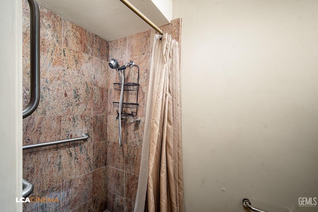 bathroom featuring a shower stall