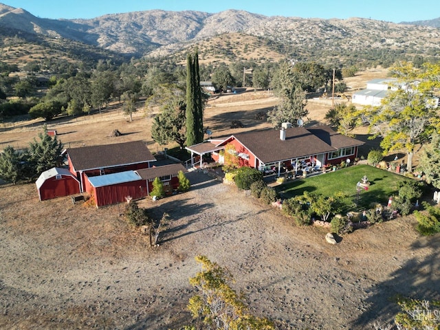 aerial view with a mountain view