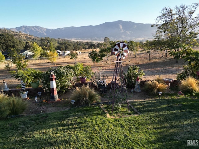 view of mountain feature featuring a rural view