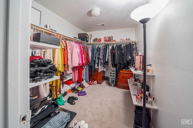 spacious closet with carpet floors