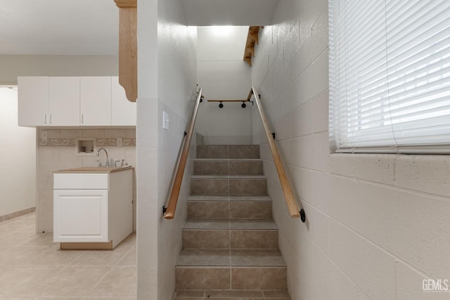 726 D St, Taft, CA 93268 - staircase with tile patterned floors