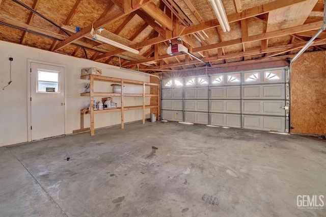 garage with a garage door opener
