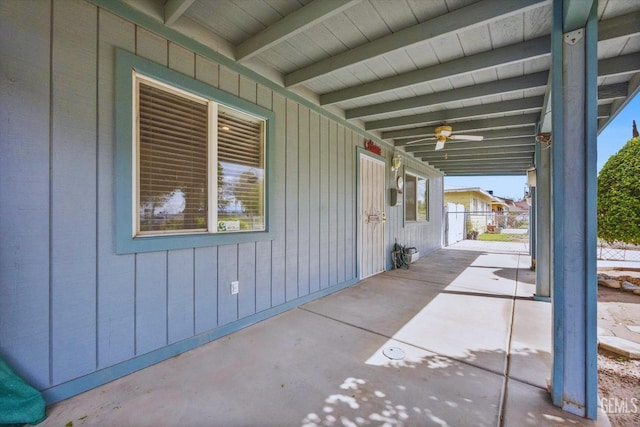 view of patio with a ceiling fan