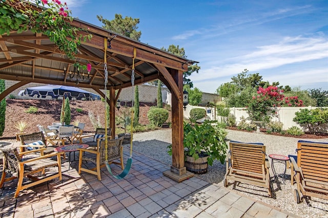 14030 Sandstone Peak Dr, Bakersfield, CA 93306 - view of patio / terrace with a gazebo and outdoor dining space