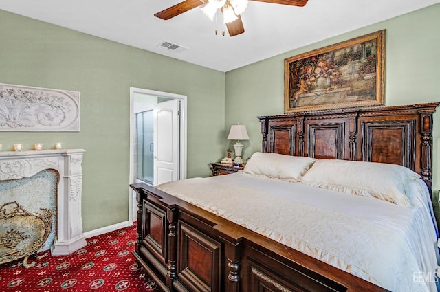 14030 Sandstone Peak Dr, Bakersfield, CA 93306 - bedroom with dark carpet and a ceiling fan