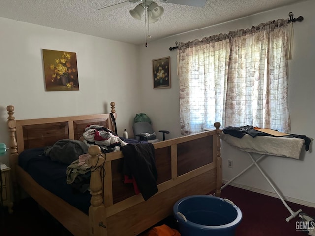 819 Stephen Ct, Wasco, CA 93280 - bedroom with a textured ceiling and a ceiling fan