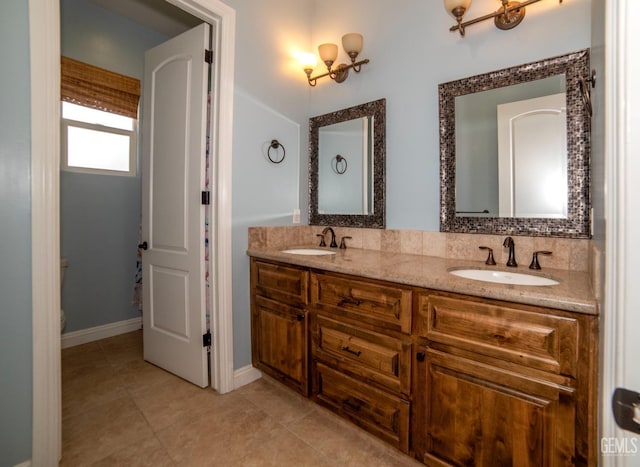 bathroom featuring vanity and tile patterned floors