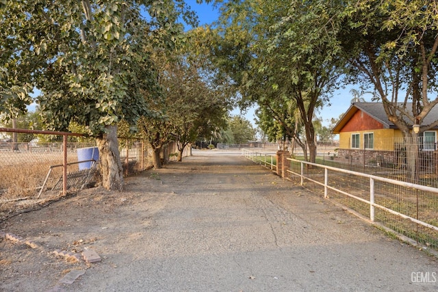 view of street with a rural view