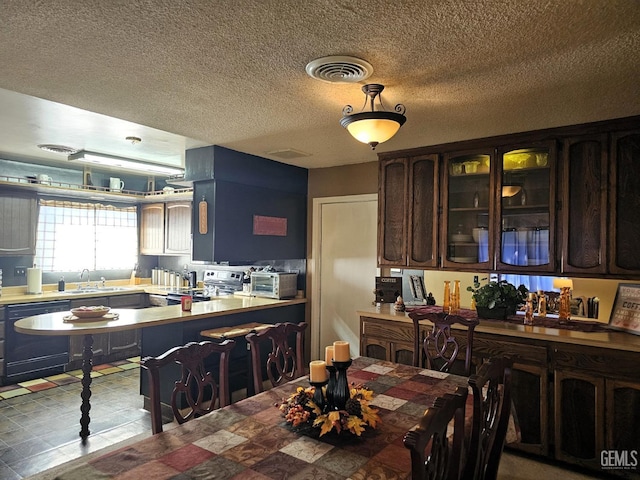 dining space featuring sink