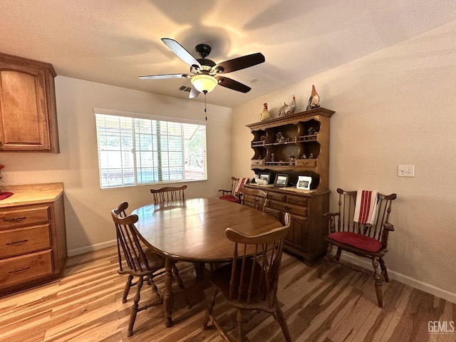 45796 Rocking K Dr, Cal Hot Springs, CA 93207 - dining space with light wood-style floors, baseboards, and ceiling fan