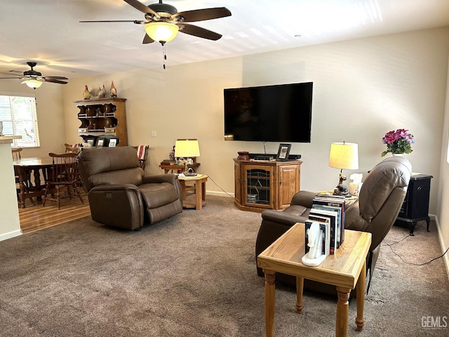 45796 Rocking K Dr, Cal Hot Springs, CA 93207 - carpeted living area featuring ceiling fan and baseboards