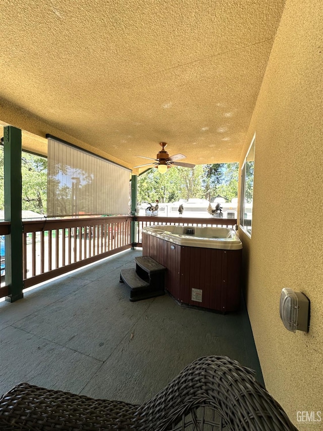45796 Rocking K Dr, Cal Hot Springs, CA 93207 - view of patio / terrace featuring ceiling fan and a hot tub