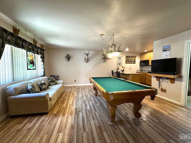 45796 Rocking K Dr, Cal Hot Springs, CA 93207 - rec room with light wood-style floors, baseboards, and billiards table